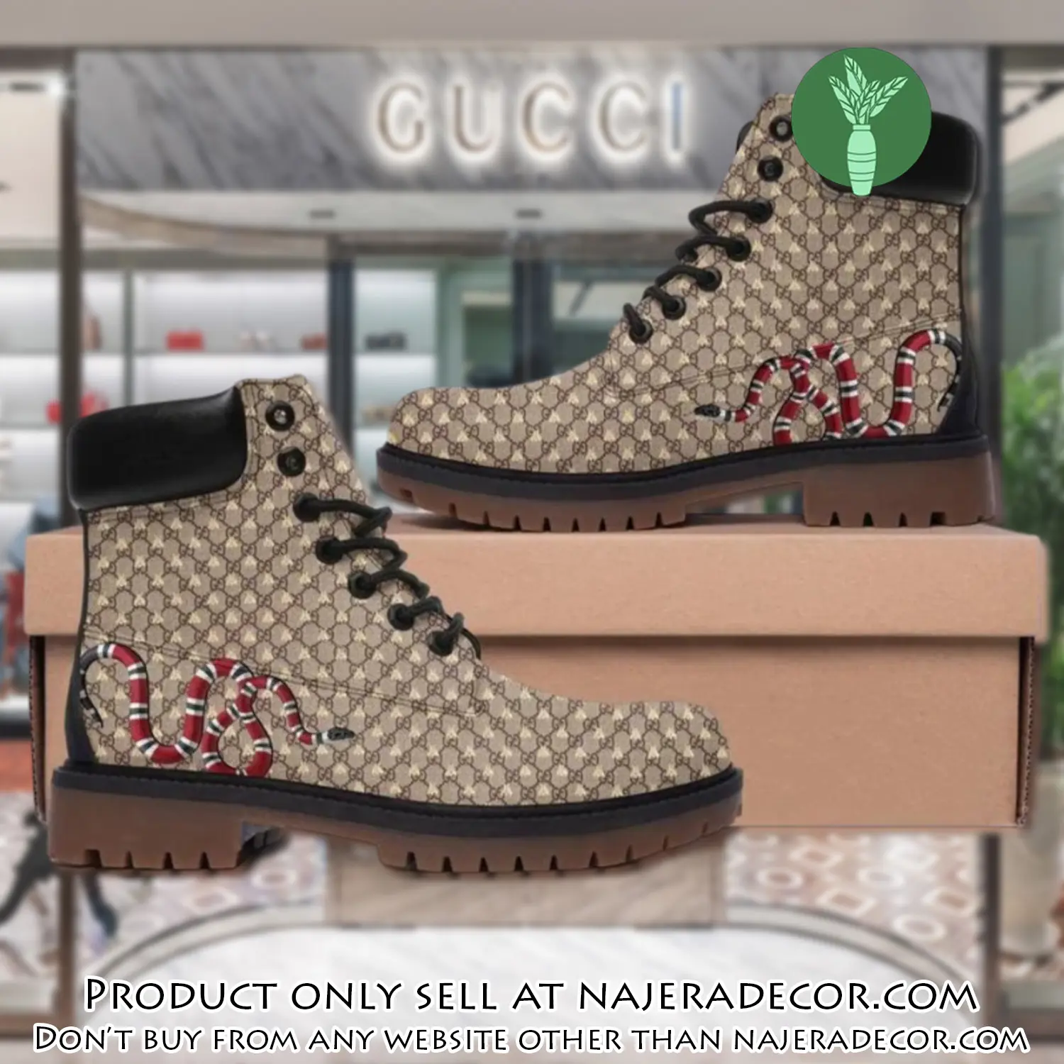 Gucci snake beige luxury brand boots gifts for men women njr2055843